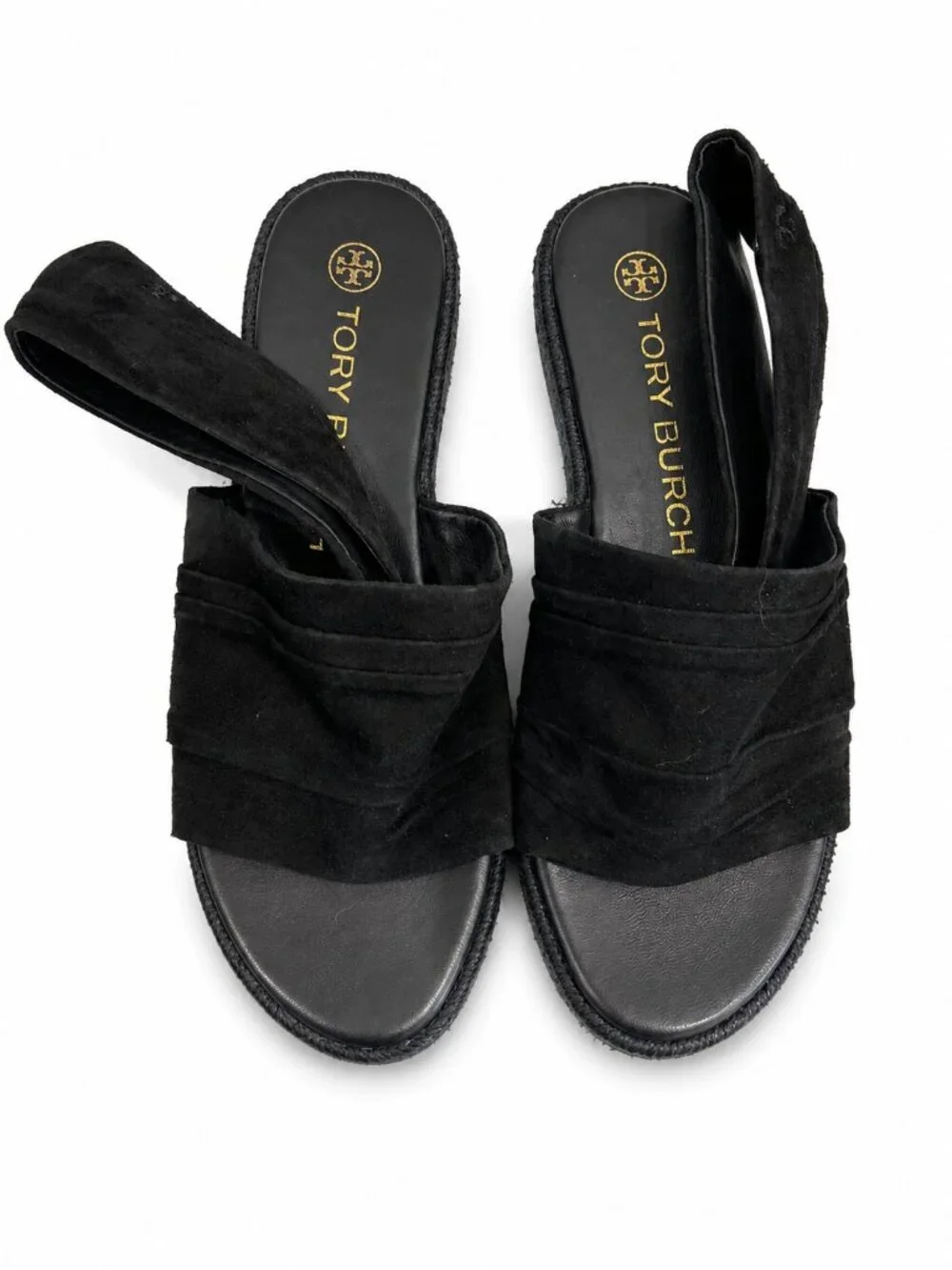 Tory Burch Womens Suede Slingback Espadrille Size 7 Black